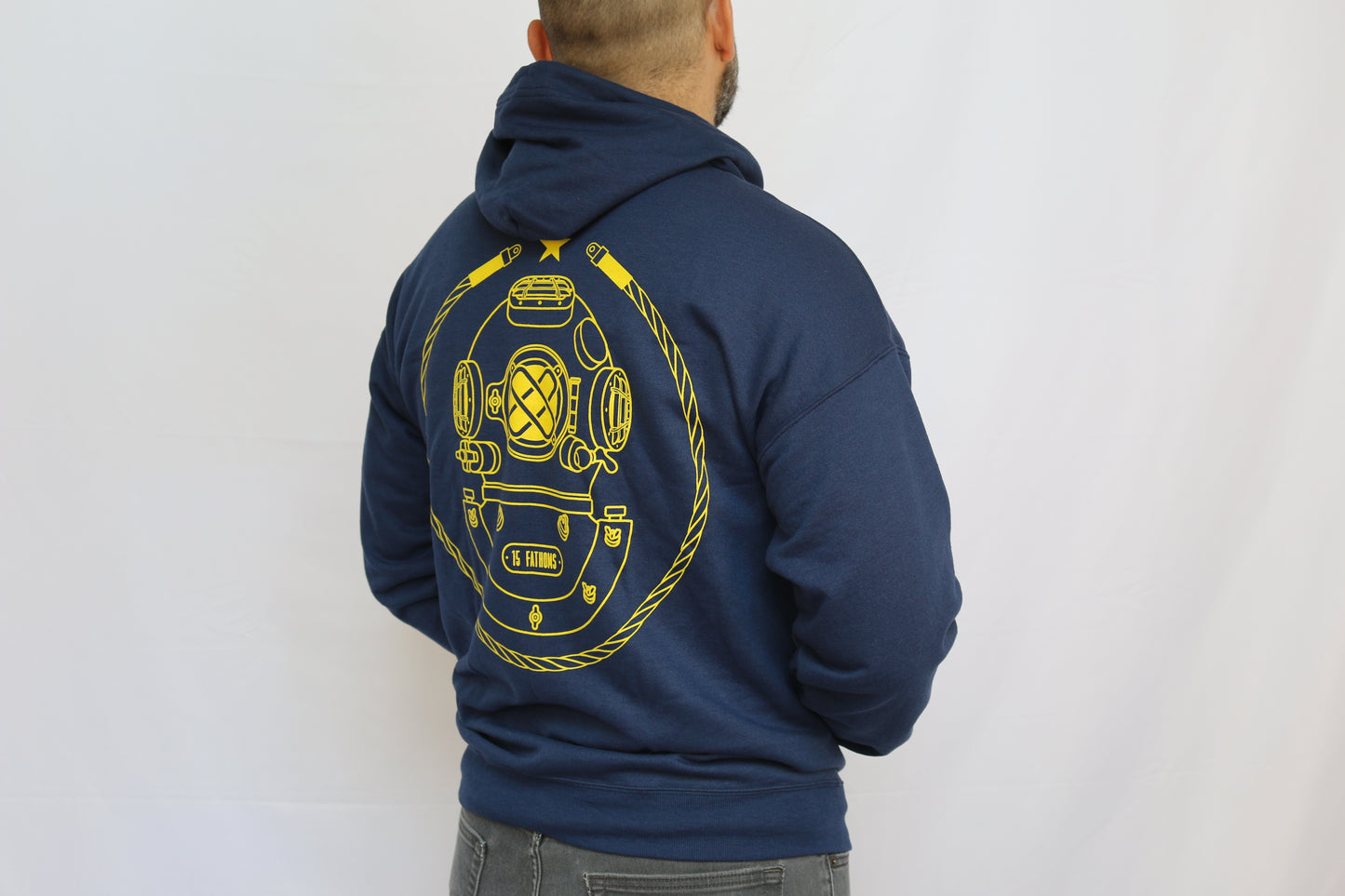 Your favorite design now displayed loud and proud on the back of a super comfy, wash tested zip up hoodie! Let them know divers have arrived with this slick new outerwear.