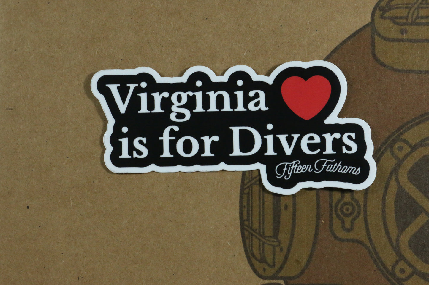 Inspired by the classic "Virginia is for Lovers" slogan, our newest sticker is for all of our Virginia divers. Length: 5 inches Height: 2.5 inches