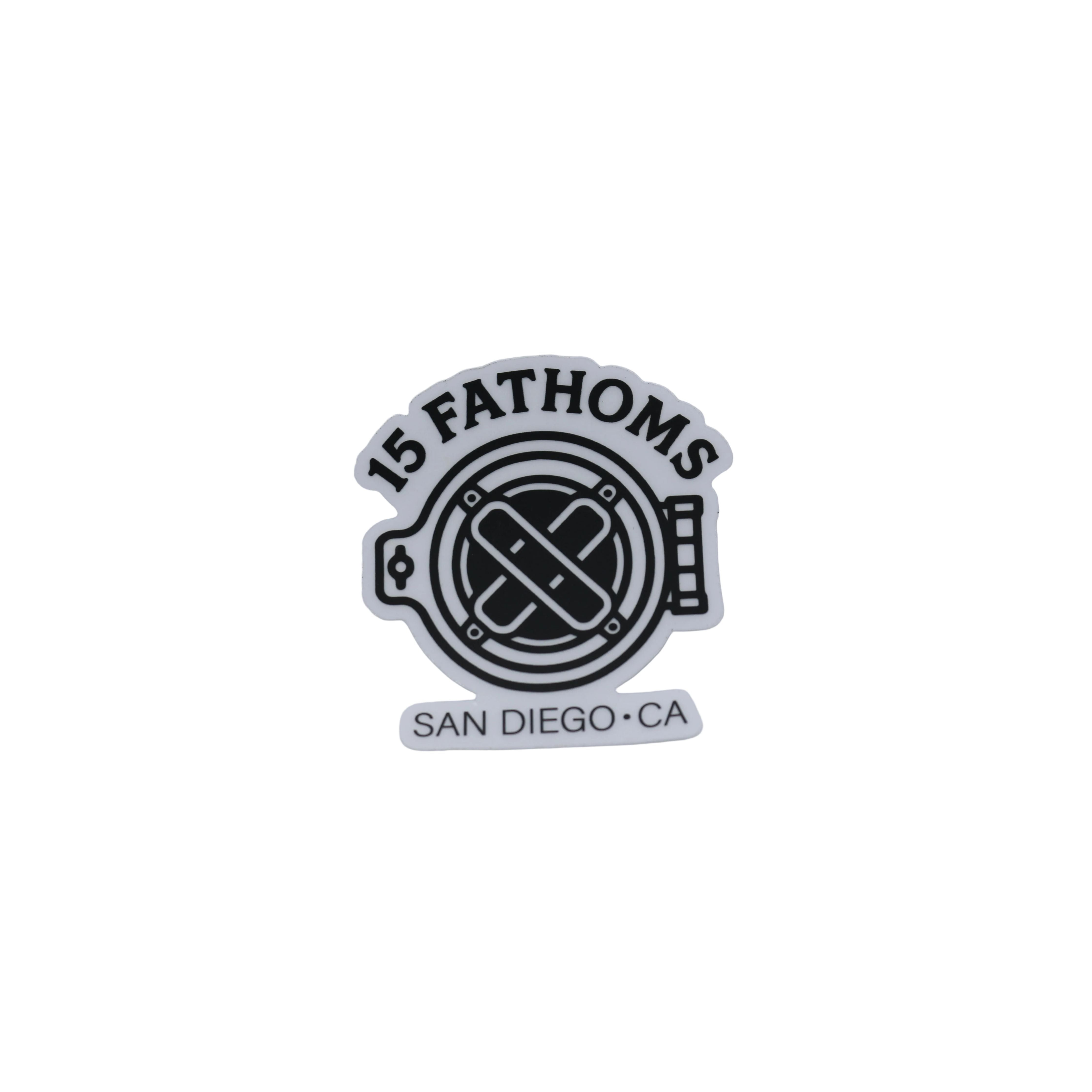 Logo of 15 Fathoms with 'San Diego, CA' text on a light gray background