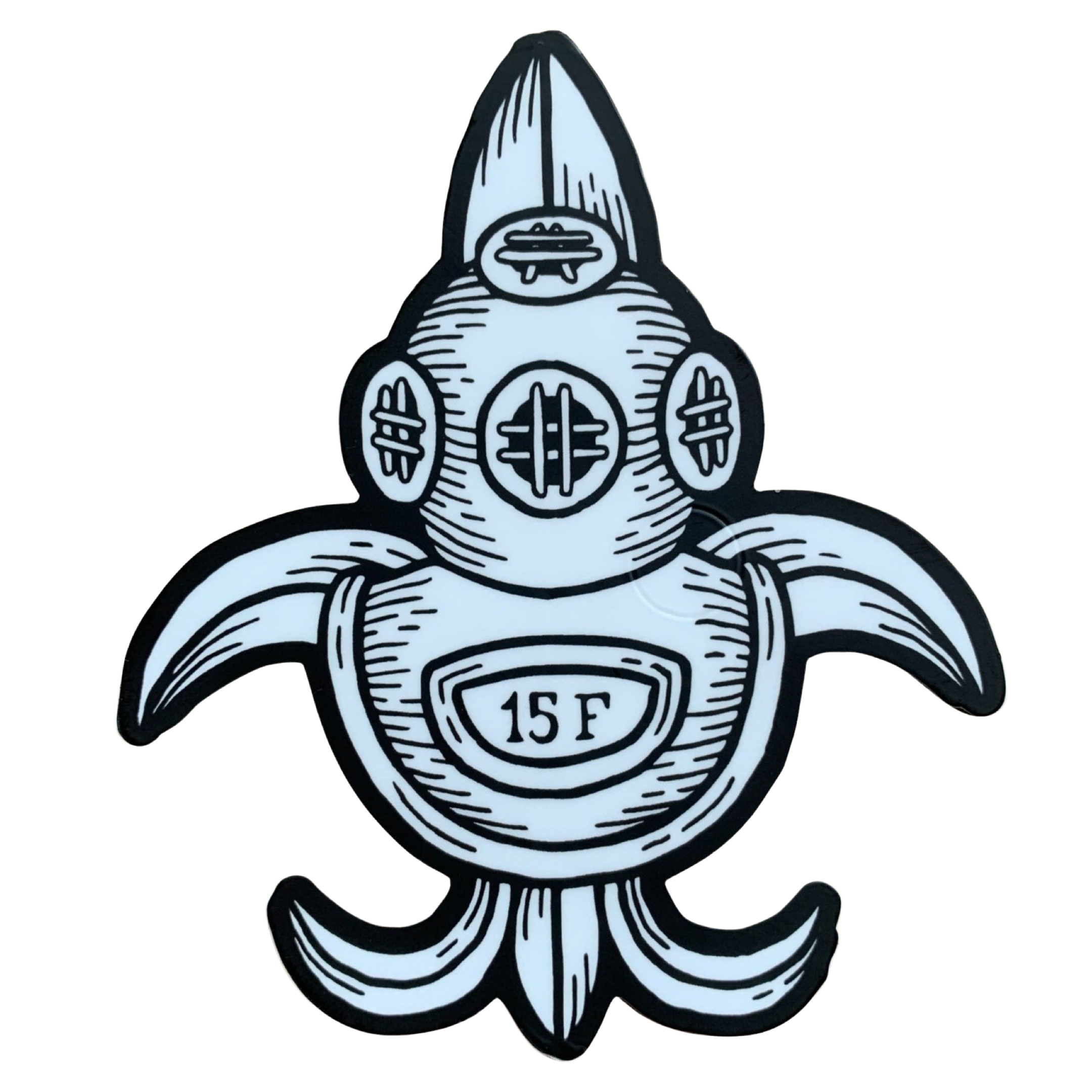 Nola Diver Buddy Pair - light blue dive helmet sticker over a saints logo on a white background