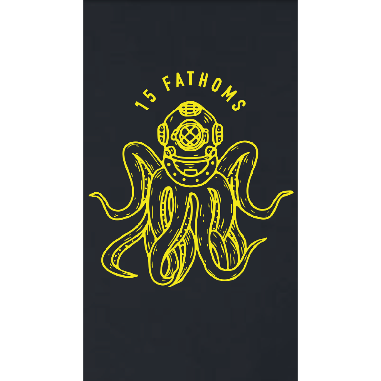Dive Bar - dive helmet with tentacles logo and "15 Fathoms" text above
