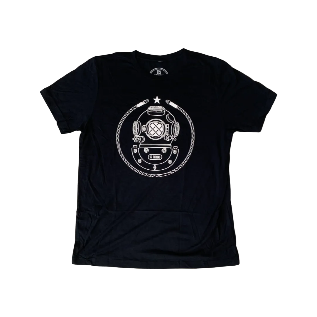 Iconic MK-5 T-Shirt - black t-shirt with white diver helmet logo on front