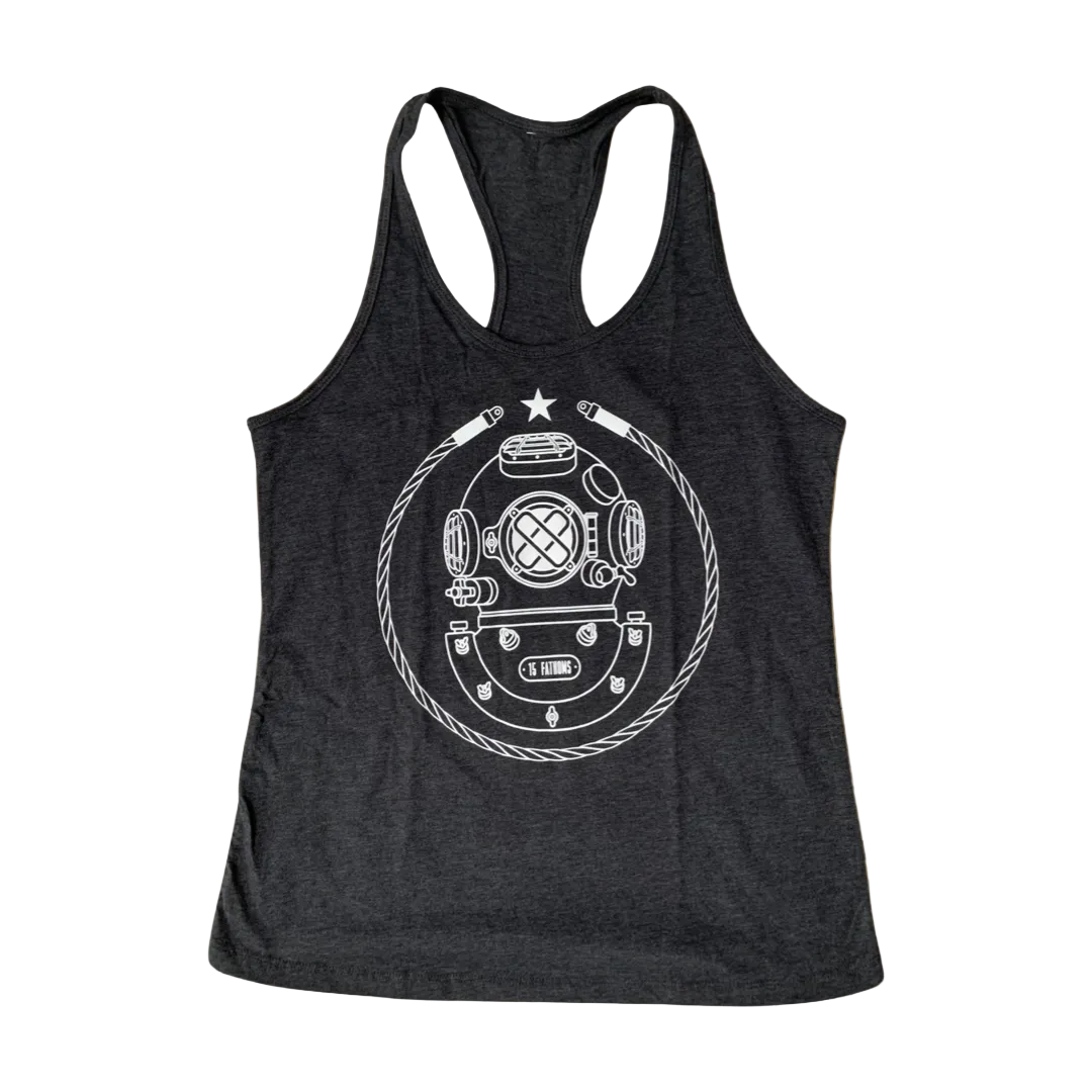 Women's Iconic MK-5 Racerback Tank Top - gray tank top with white diver helmet logo on front