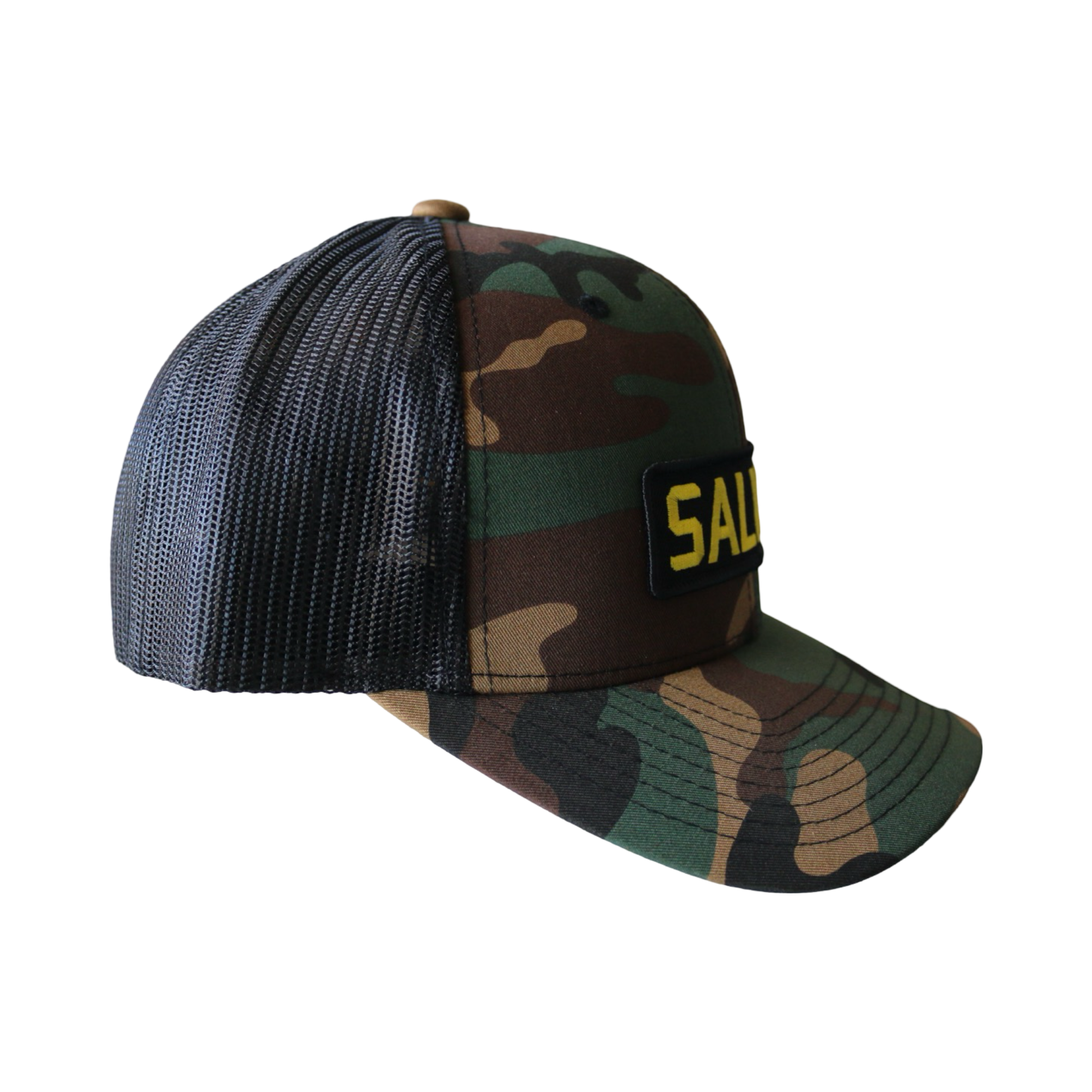 Salvor Hat - camouflage Flexfit trucker cap side view