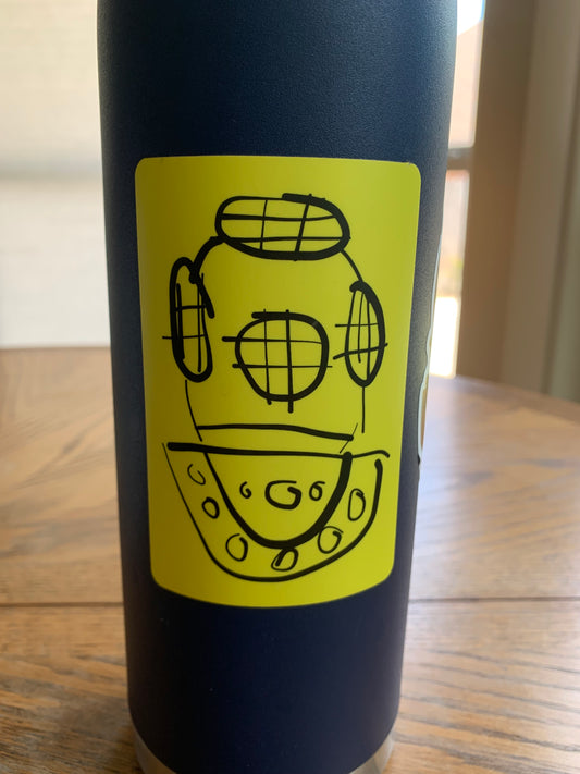 These bright, caution yellow stickers feature an eye-catching design that is sure to make a statement on a water bottle, scuba tank or surfboard. Now available in buddy pairs!