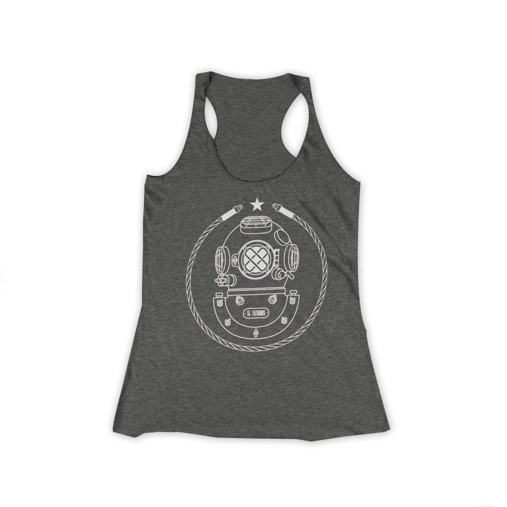 Women's Iconic MK-5 Racerback Tank Top - gray tank top with white diver helmet logo on front
