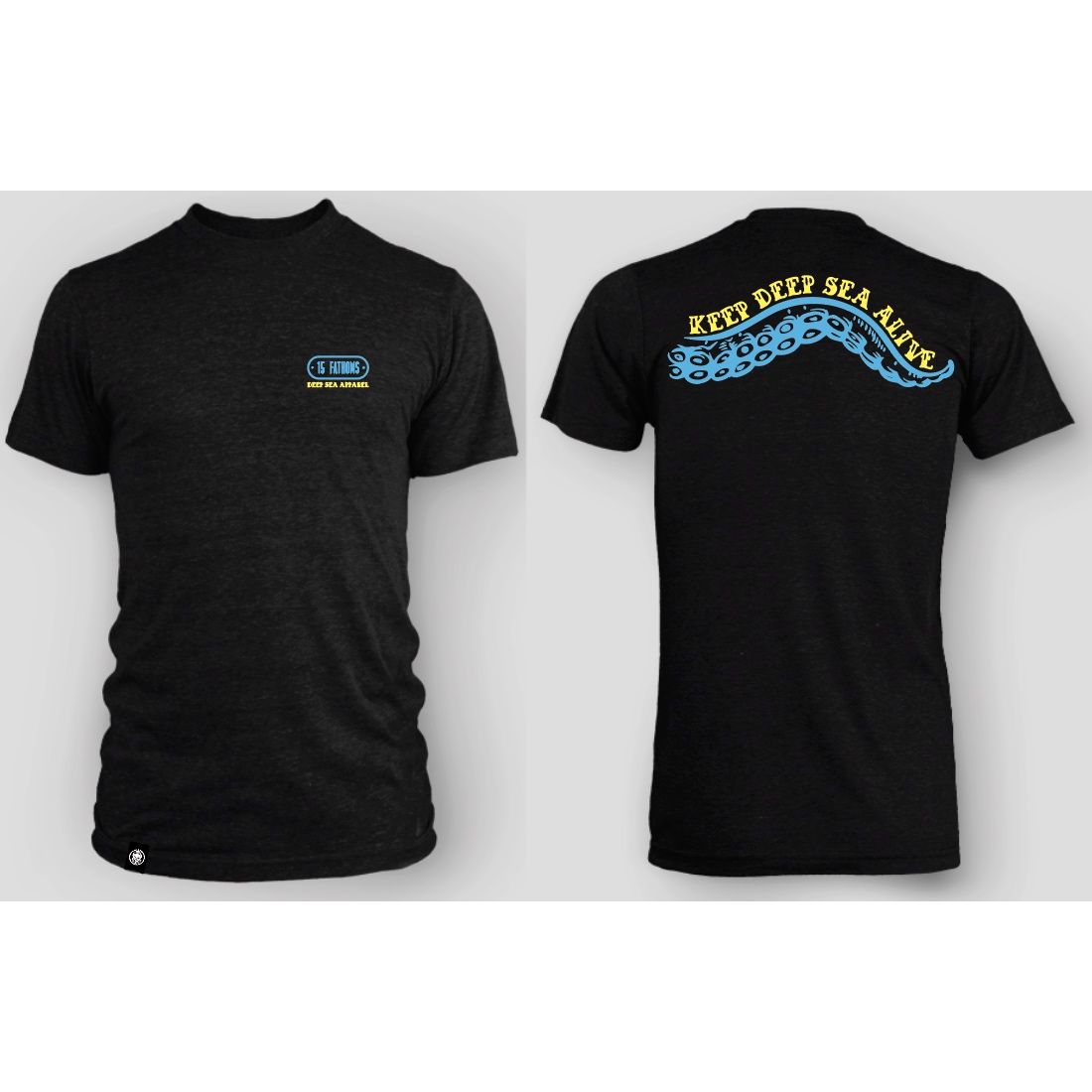 Kraken - black t-shirt front and back view