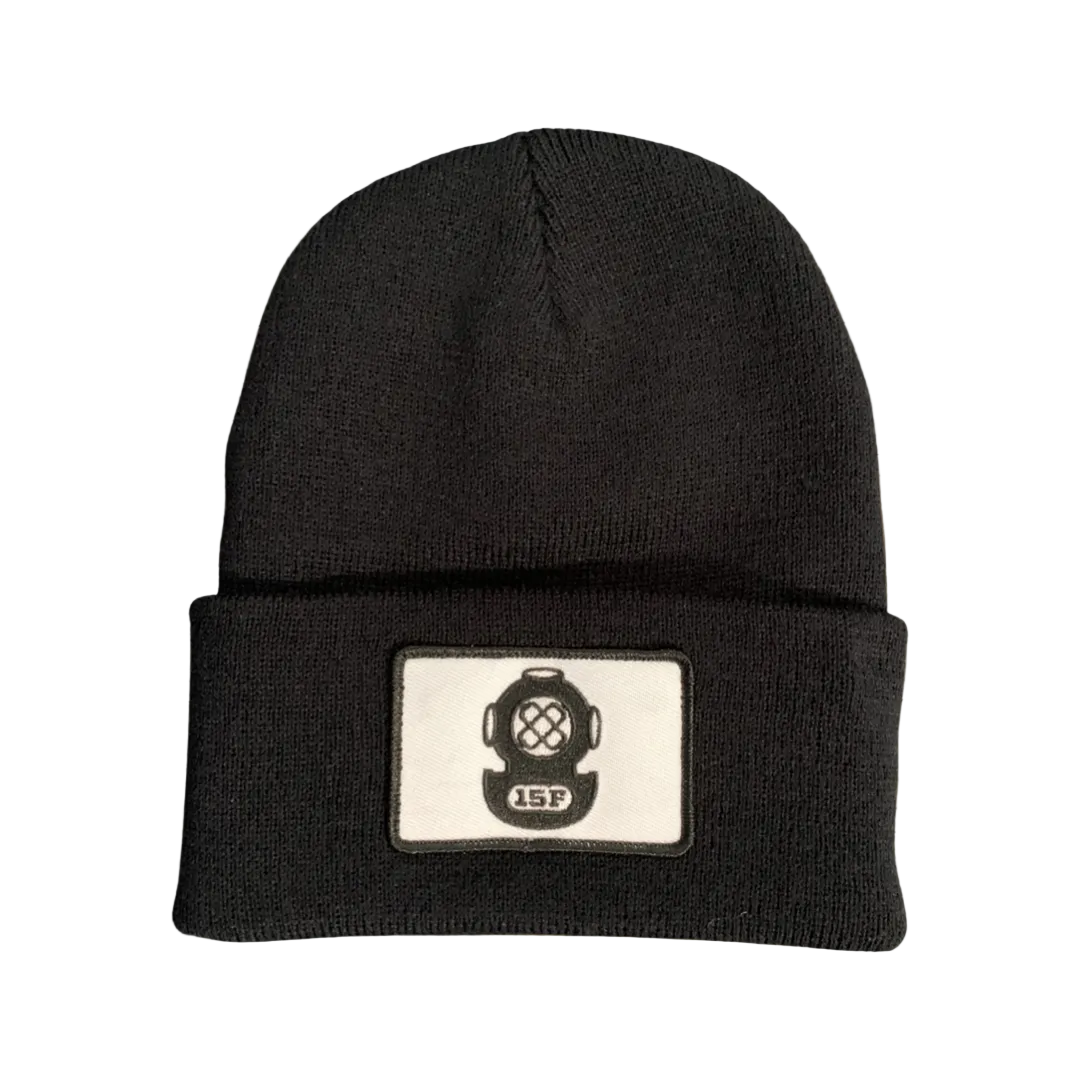 The Watch Cap - black beanie with diver helmet logo on front