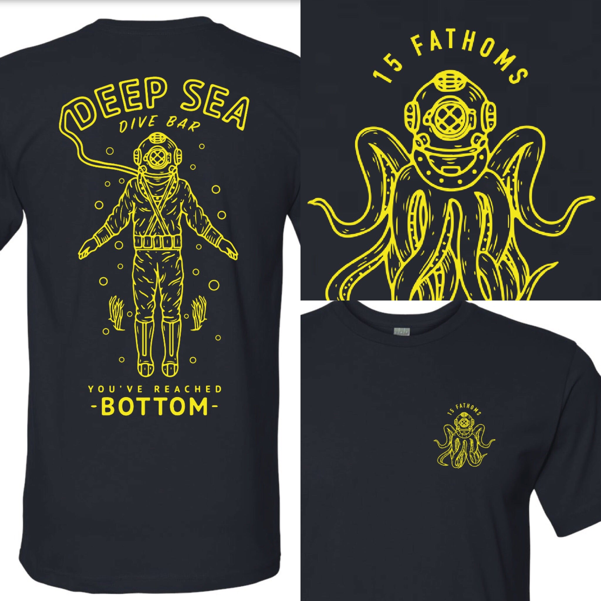 Dive Bar - black t-shirt front and back views