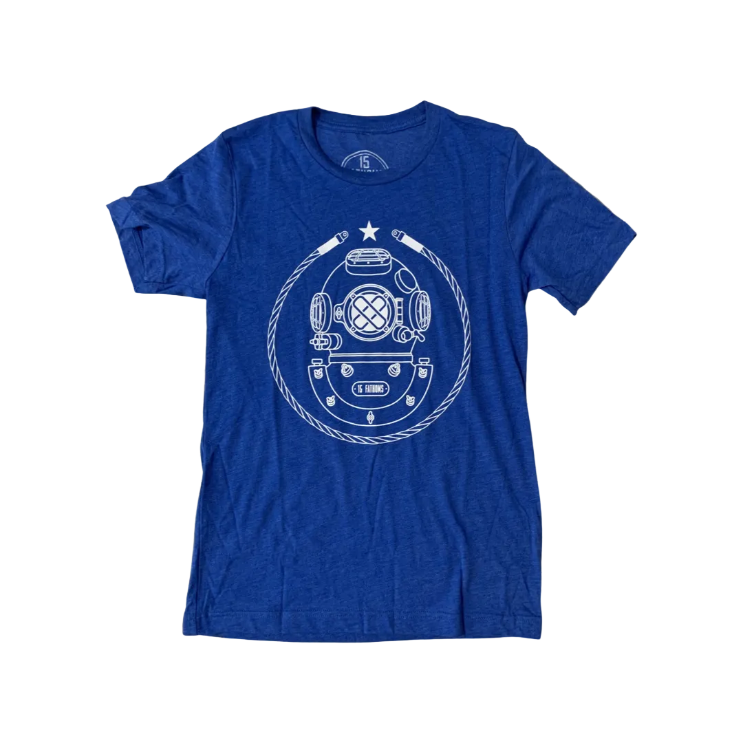 Iconic MK-5 T-Shirt - royal blue t-shirt with white diver helmet logo on front