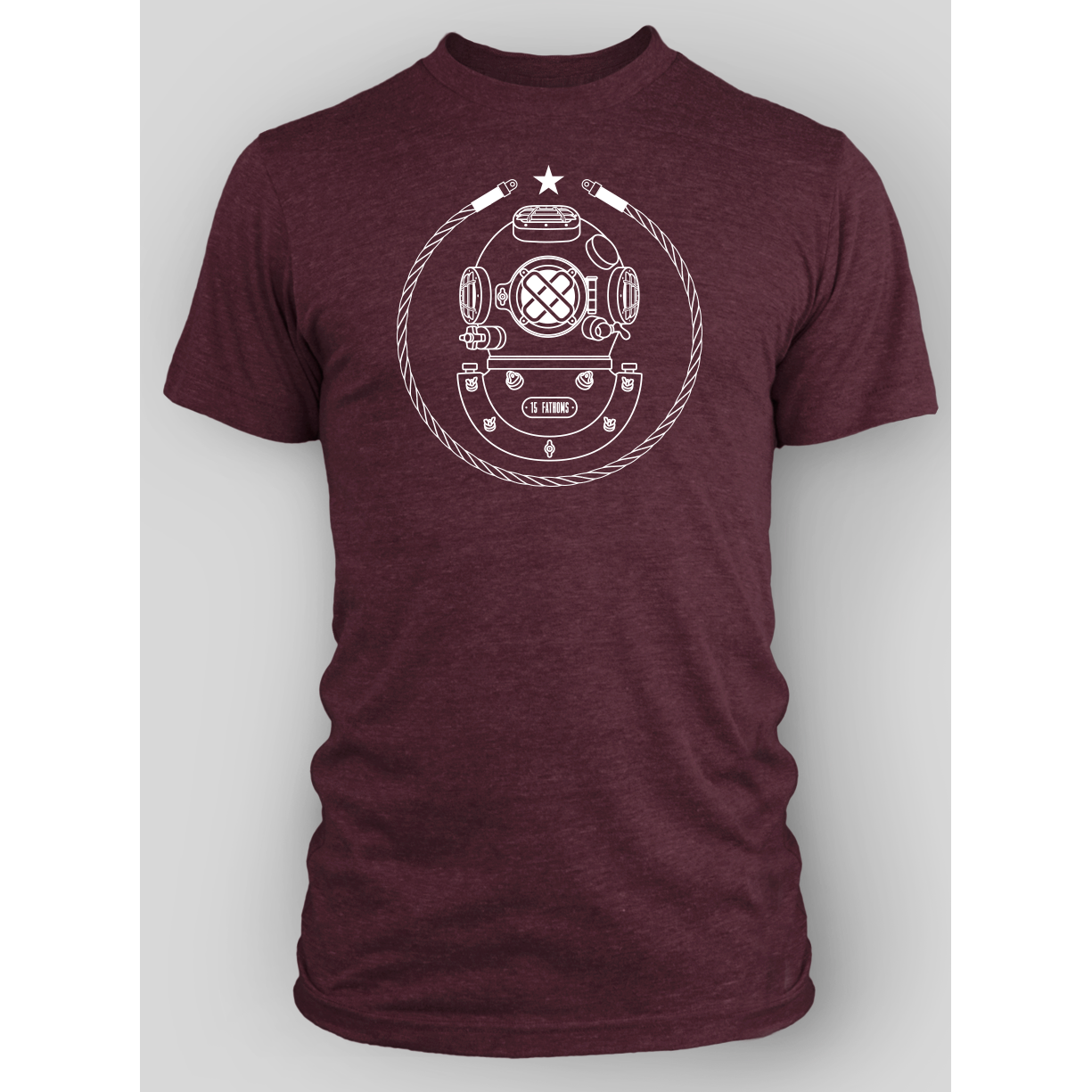 Iconic MK-5 T-Shirt - maroon t-shirt with white diver helmet logo on front